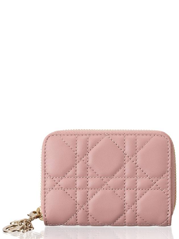 Lady Voyageur Cannage Lambskin Small Coin Wallet Melocoton Pink - DIOR - BALAAN 2