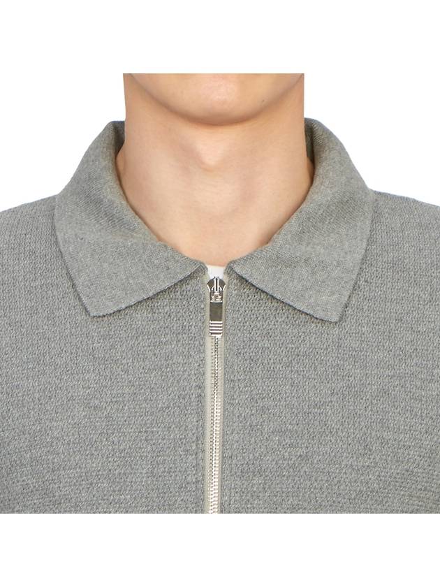 Textured Striped Cotton Bomber Jacket Grey - THOM BROWNE - BALAAN 7