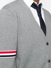 Stitched V-Neck Milano Wool Jersey Cardigan Light Grey - THOM BROWNE - BALAAN 4