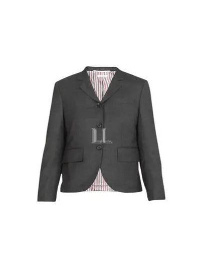 Women's Twill Slim Fit Single Breasted Wool Jacket Dark Gray - THOM BROWNE - BALAAN 2