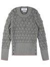 Pointelle Tipping Crew Neck Pullover Knit Top Grey - THOM BROWNE - BALAAN 2