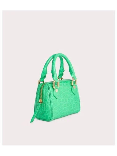 Dora Circular Croco Embossed Leather Tote Bag Green - BY FAR - BALAAN 1