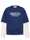 Cotton Logo Long Sleeve T-Shirt Navy - GUCCI - BALAAN 2