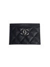 Card Holder Shiny Grained Calfskin Enamel Strass Gold Metal Black - CHANEL - BALAAN 1