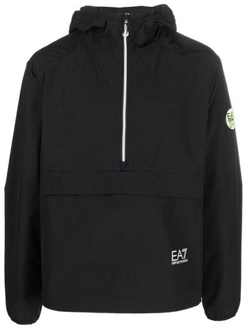 Logo Hooded Anorak Black - EMPORIO ARMANI - BALAAN 1