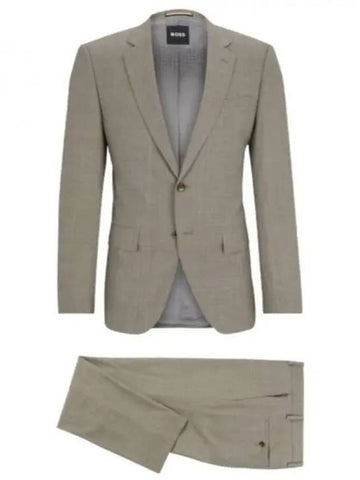 Men's Pattern Slim Fit Stretch Suit Beige - HUGO BOSS - BALAAN 1