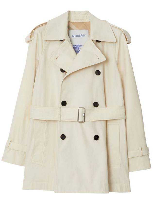 Short Gabardine Trench Coat Ivory - BURBERRY - BALAAN 2