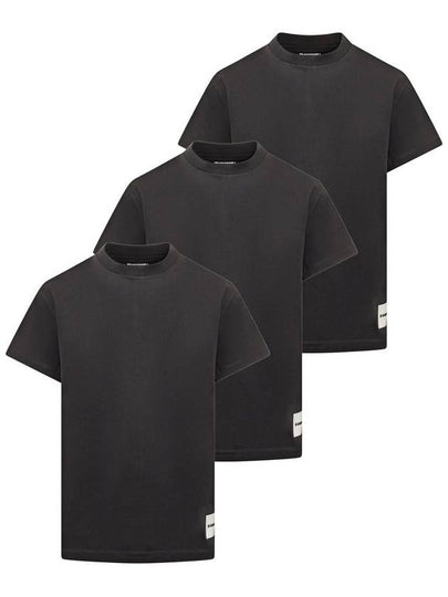 Logo Patch Cotton Short Sleeve T-Shirt 3 Pack Black - JIL SANDER - BALAAN 2