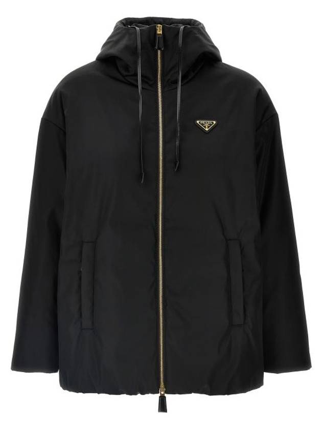 Re-Nylon Hooded Jacket Black - PRADA - BALAAN 3