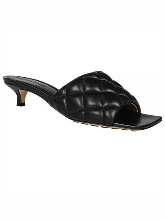Padded Leather Sandals Heel Black - BOTTEGA VENETA - BALAAN 2