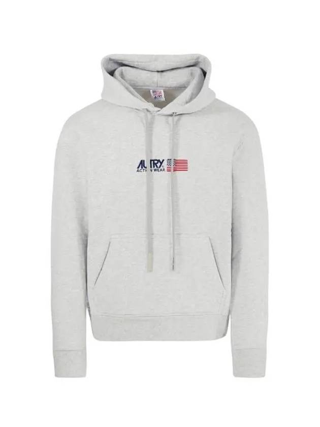 Embroidered Iconic Logo Cotton Hoodie Grey - AUTRY - BALAAN 2