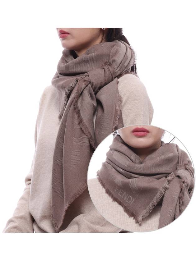 Wool Cashmere Shawl Scarf Dove Grey - FENDI - BALAAN 3