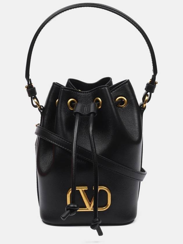 V Logo Signature Mini Bucket Bag Black - VALENTINO - BALAAN 1