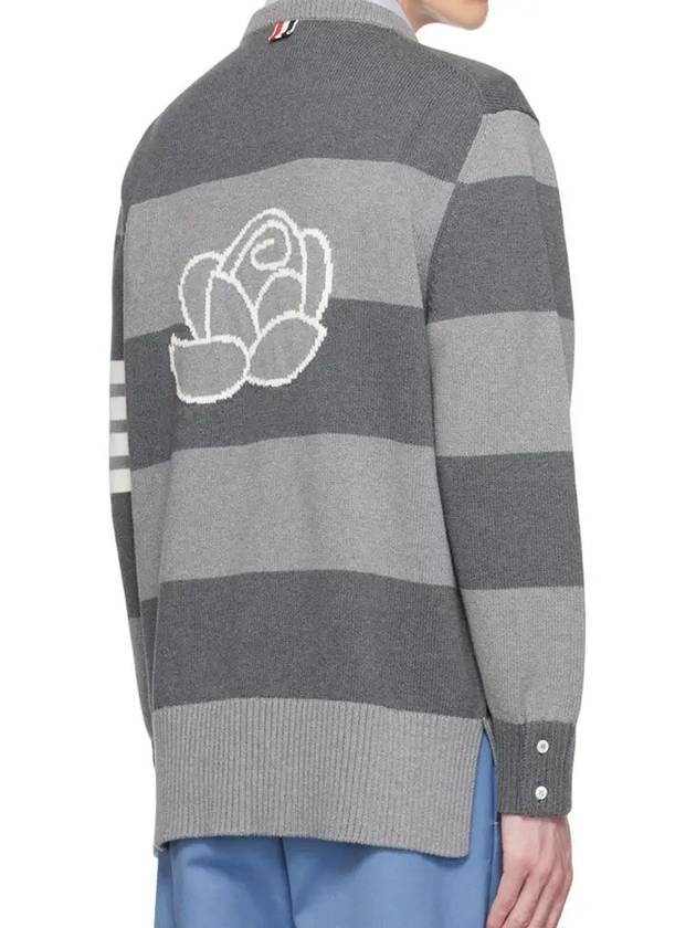 Rose Icon Rugby Stripe Cotton Knit Top Grey - THOM BROWNE - BALAAN 4