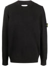 Wappen Patch Crew Neck Wool Knit Top Black - STONE ISLAND - BALAAN 3