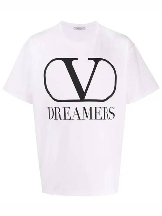 Men's V Logo Dreamers Print Short Sleeve T-Shirt White - VALENTINO - BALAAN 3