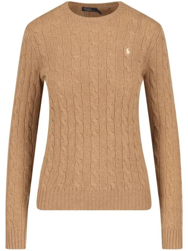 Embroidered Logo Pony Cable Knit Top Beige - POLO RALPH LAUREN - BALAAN 2