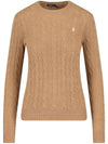 Embroidered Logo Pony Cable Knit Top Beige - POLO RALPH LAUREN - BALAAN 3