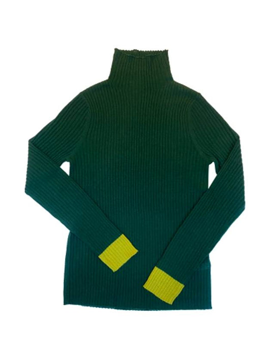 color block turtle neck Dark Green 100% fine wool - MILESANDMILESANDMILES - BALAAN 2