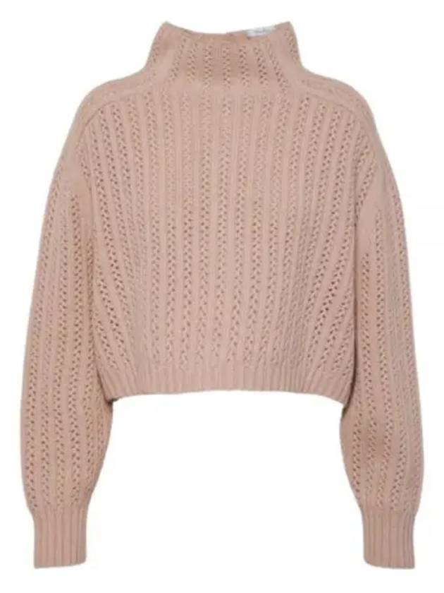 High Neck Back Button Crop Knit Top Pink - MAX MARA - BALAAN 2