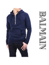 Cotton Hoodie Blue - BALMAIN - BALAAN 1