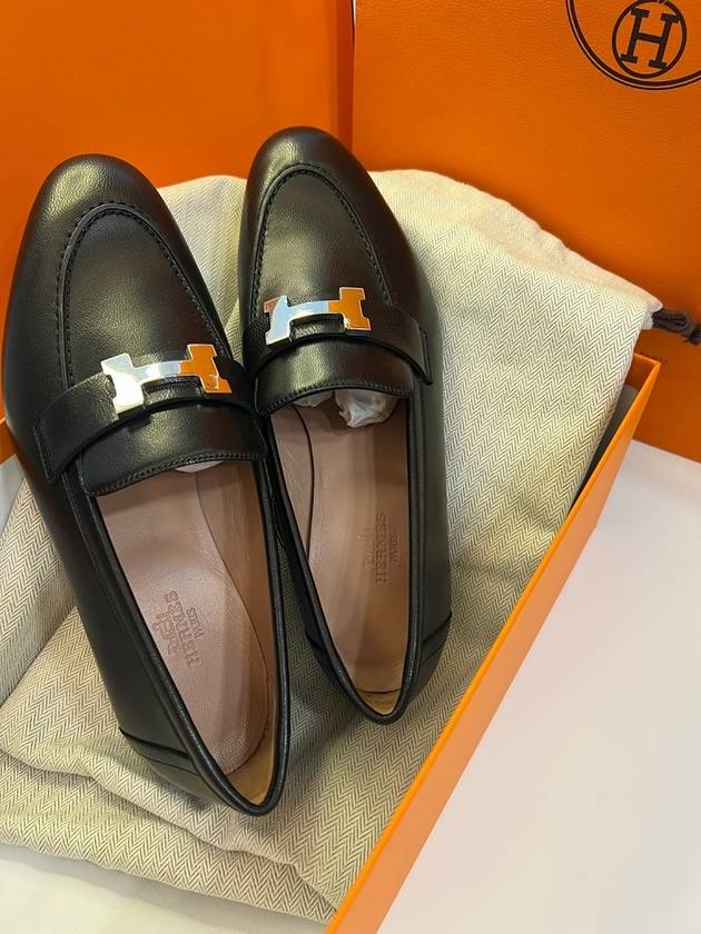 Paris Loafers Goatskin Palladium Noir - HERMES - BALAAN 2