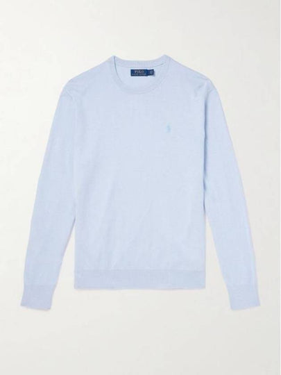 Pony Embroidered Knit Top Light Blue - POLO RALPH LAUREN - BALAAN 2