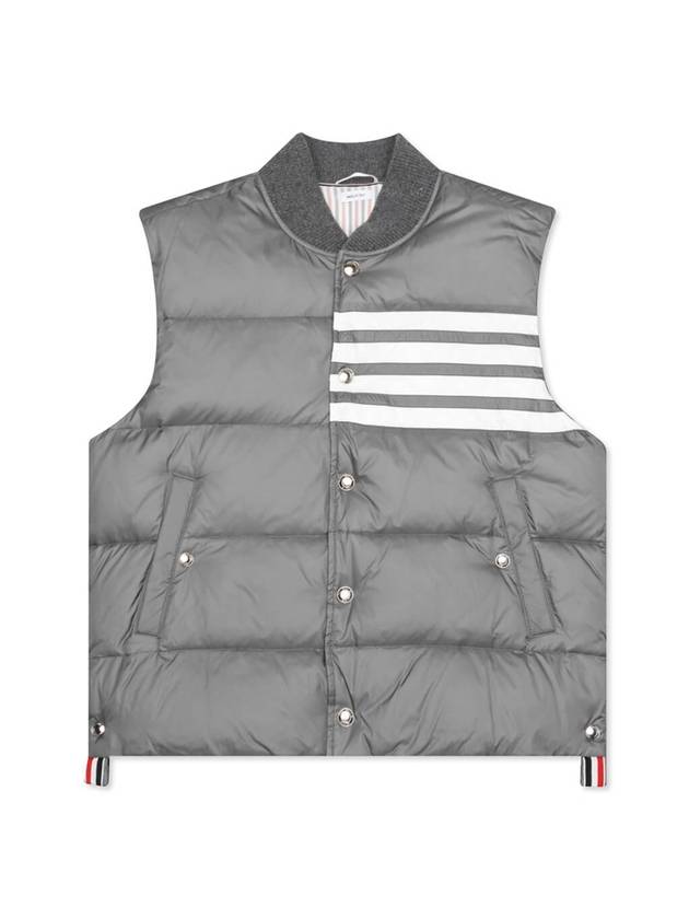 Men's Matte Diagonal Nylon Down Padded Vest Medium Grey - THOM BROWNE - BALAAN 1