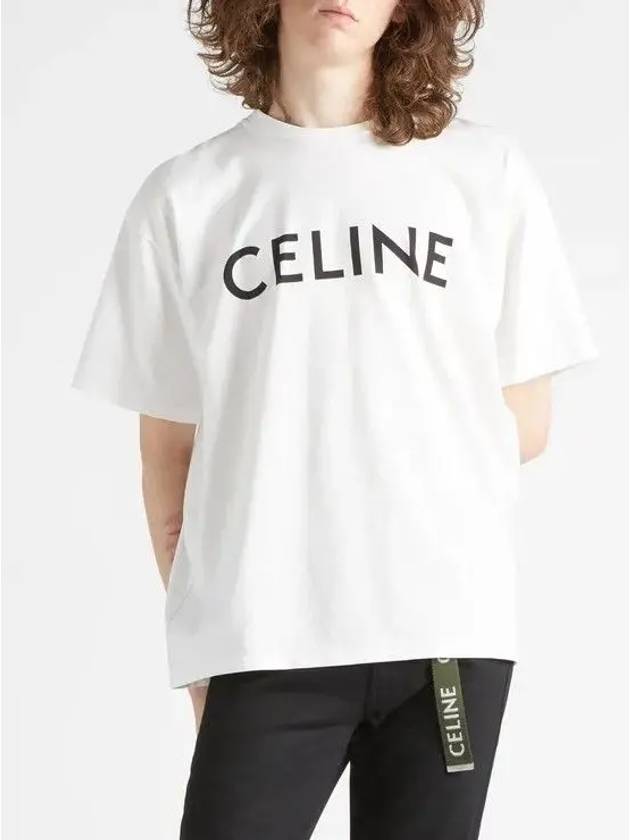 Homme Signature Logo Print Cotton T Shirt White 2X681671Q 01CC - CELINE - BALAAN 3