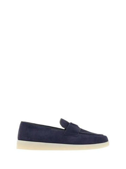 Triangle Logo Suede Loafers Navy - PRADA - BALAAN 2