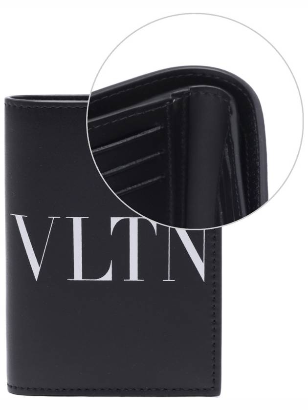 VLTN Print Flap Leather Half Wallet Black - VALENTINO - BALAAN 2