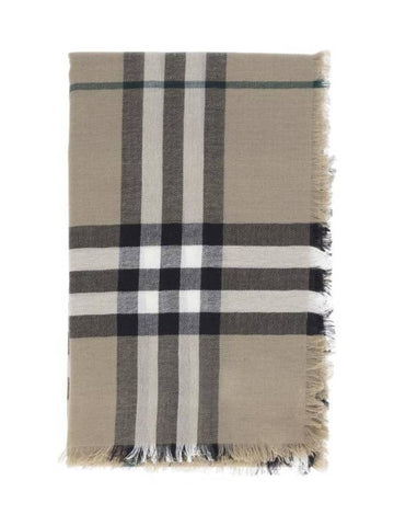 Raw Cut Checked Wool Scarf Brown - BURBERRY - BALAAN 1