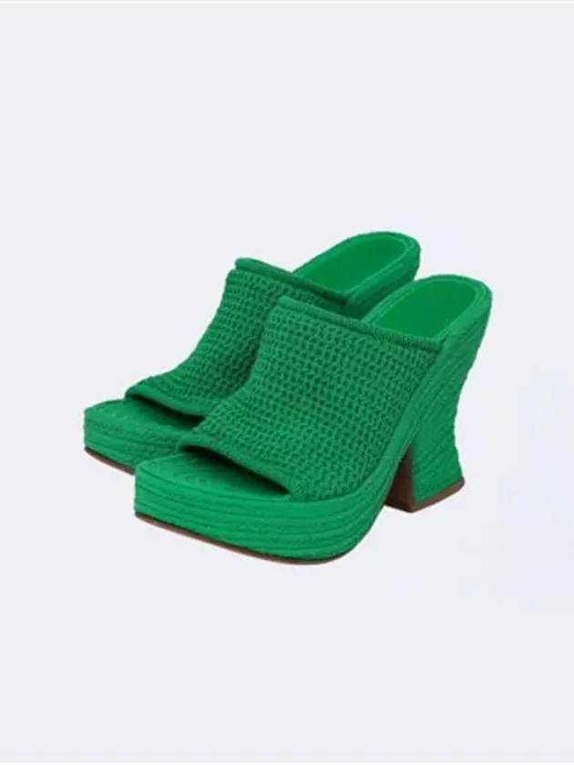 Woven Cotton Sandal Heels Green - BOTTEGA VENETA - BALAAN 2