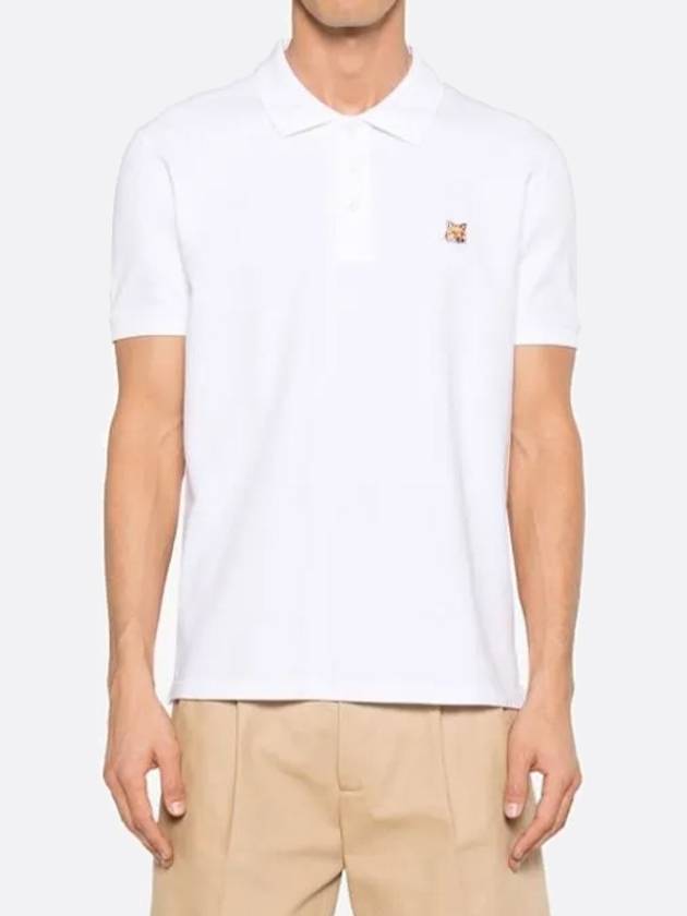 Fox Head Patch Cotton Polo Shirt White - MAISON KITSUNE - BALAAN 4