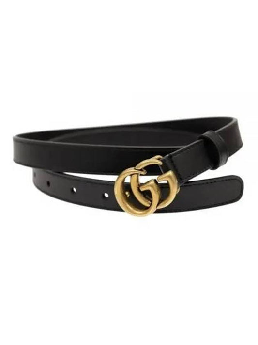 Women's GG Mamont Buckle Leather Belt Black - GUCCI - BALAAN 1