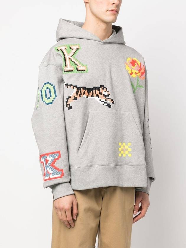 Pixel Oversized Hoodie Grey - KENZO - BALAAN 4