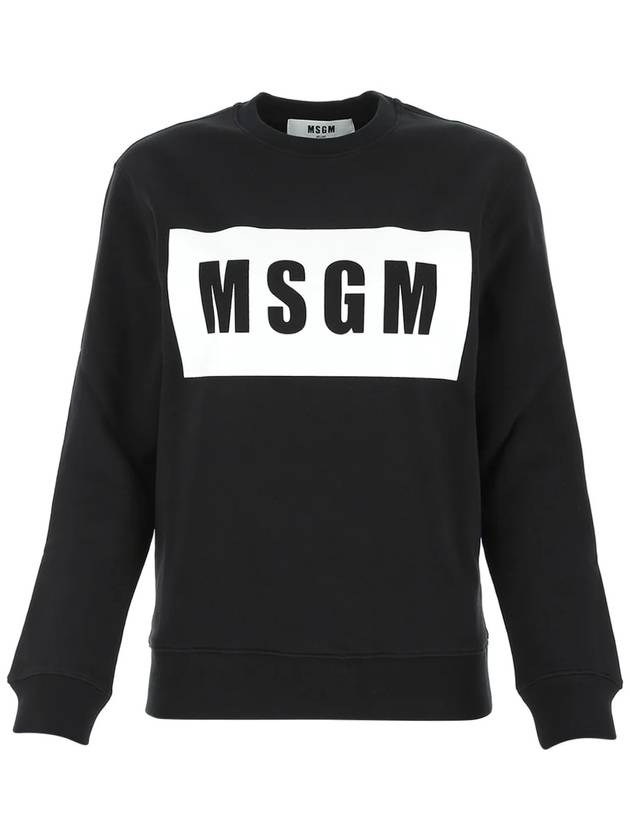 Box Logo Crew Neck Cotton Sweatshirt Black - MSGM - BALAAN 2