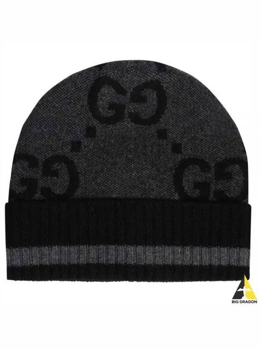 GG Monogram Knit Cashmere Beanie Grey - GUCCI - BALAAN 2