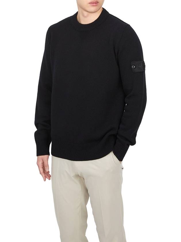 Compass Badge Wool Knit Top Black - STONE ISLAND - BALAAN 5