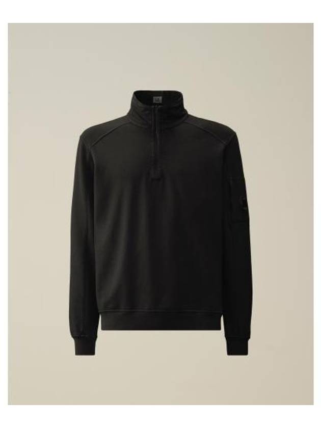 Light Fleece Half Zip-Up Sweatshirt Black - CP COMPANY - BALAAN 2