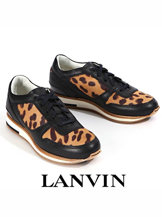 Leopard Print Low Top Sneakers Brown Black - LANVIN - BALAAN 2