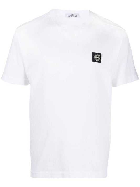 Logo Patch Cotton Short Sleeve T-Shirt White - STONE ISLAND - BALAAN 1