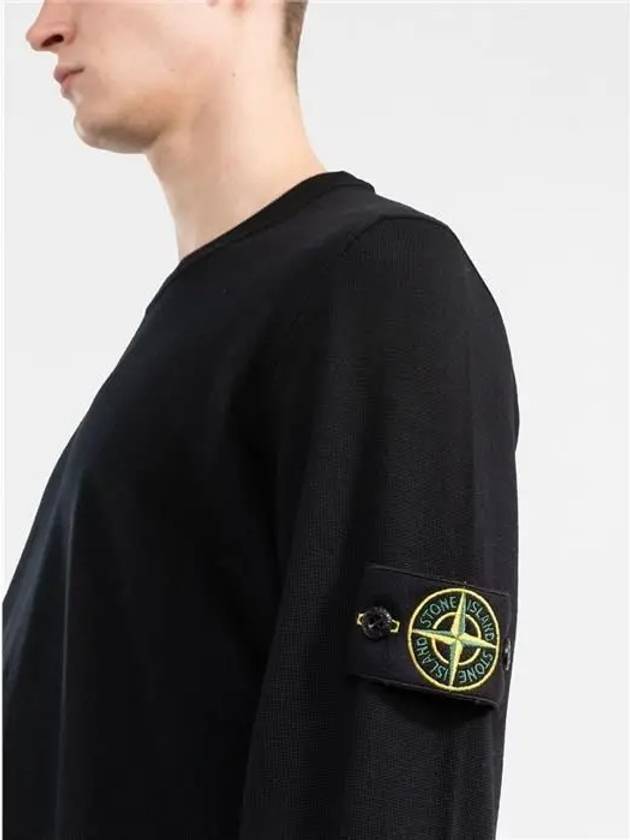 Logo Patch Round Neck Knit Top Black - STONE ISLAND - BALAAN 6