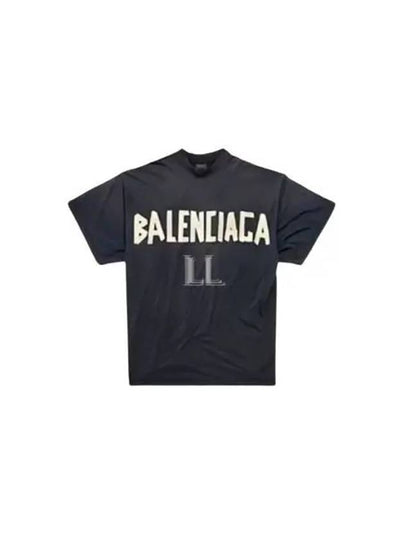 Tape Type Cotton Short Sleeve T-Shirt Black - BALENCIAGA - BALAAN 2