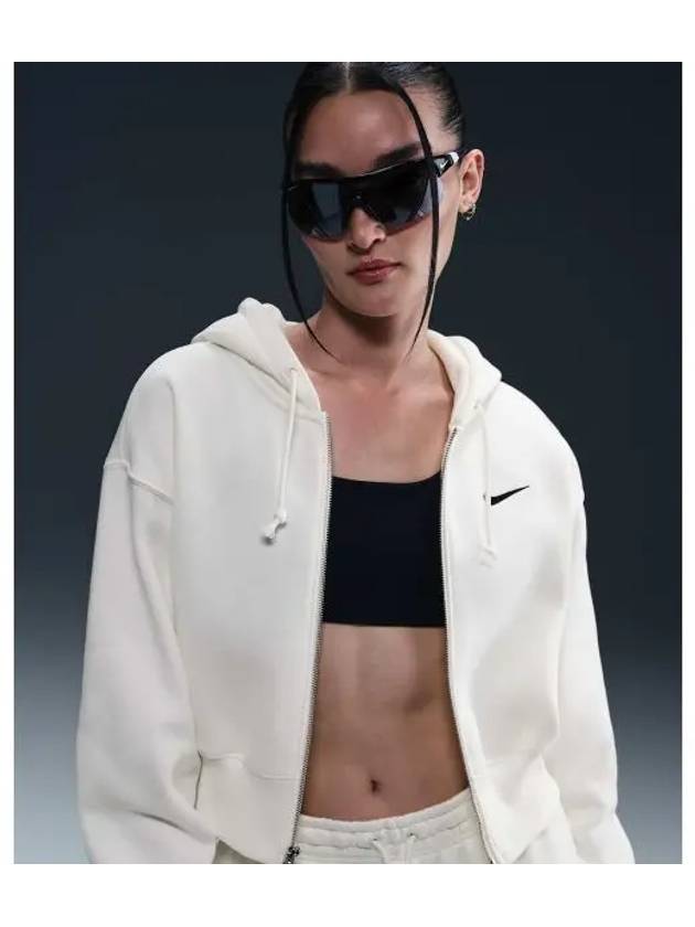 Sportswear Phoenix Fleece Crop Zip-Up Hoodie White - NIKE - BALAAN 2