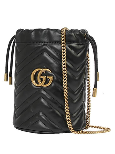 GG Marmont Gold Chain Mini Bucket Bag Black - GUCCI - BALAAN 2