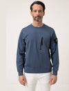 Logo Patch Cotton Crew Neck Sweatshirt Avio Blue - STONE ISLAND - BALAAN 3