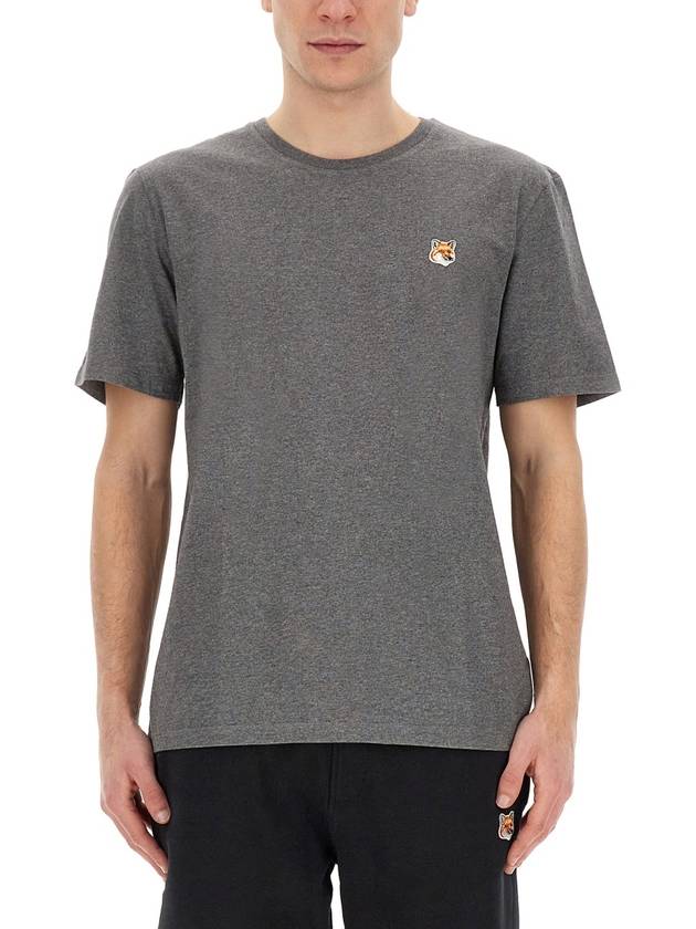 Fox Head Patch Classic Short Sleeve T-Shirt Grey Melange - MAISON KITSUNE - BALAAN 3