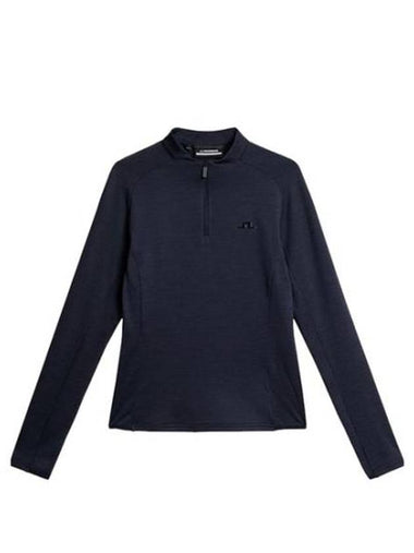 Steffi Mid Layer Quarter Zipper Long Sleeve T-Shirt Navy Melange - J.LINDEBERG - BALAAN 1