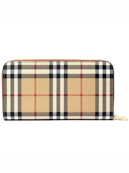 Check Leather Ziparound Long Wallet Beige - BURBERRY - BALAAN 2